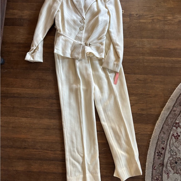 Chic Cream Striped Women's Pantsuit - Picture 1 of 1